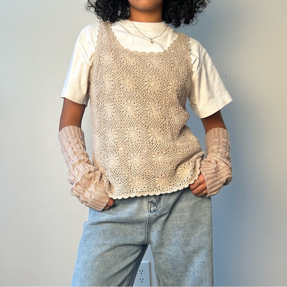 Cream Crochet Tank Top